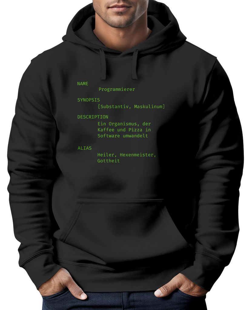 Hoodie Herren Programmierer Definition Code Spruch lustig Geschenk Informatiker Kapuzen-Pullover Moonworks schwarz L