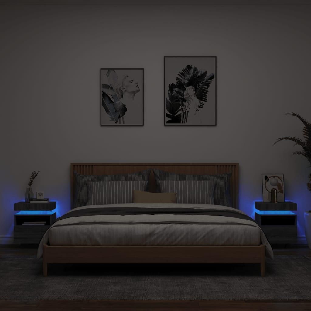vidaXL Comodini con luci a LED, set da 2 pezzi, grigio Immagine del prodotto 