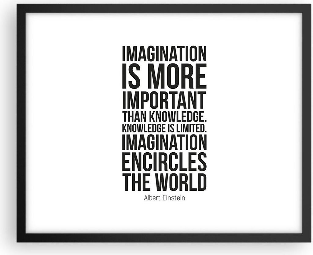 Gerahmtes Poster - Schwarzer Rahmen - Einstein Maxim Imagination - 50x40 cm - Wand Bild - Wanddeko - Wandbilder - Wandposter - Bilderrahmen - Bilde...