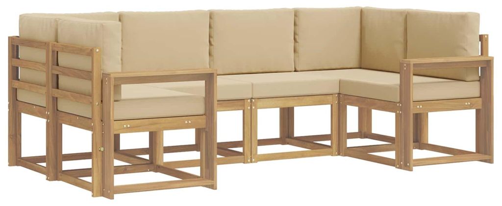 vidaXL Outdoor-Sofagarnitur mit Kissen 6 pcs Weiß und Beige