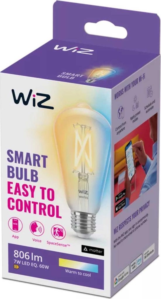 WiZ Glühbirne Klar 60 W ST64 E27 Produktbild 