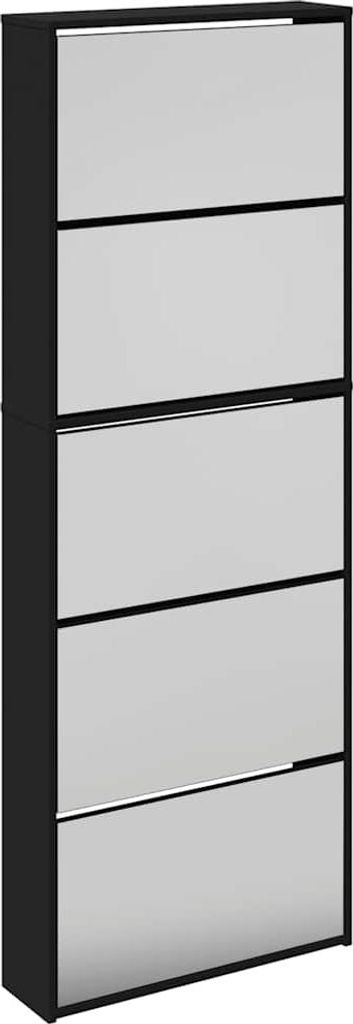 vidaXL Scarpiera con specchio 5 scomparti nero 63x17x169,5 Immagine del prodotto 