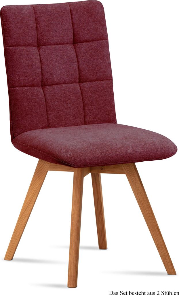 Esszimmerstuhl (2er-Set) Dinny 47x91x60 Eiche geölt/Marsala
