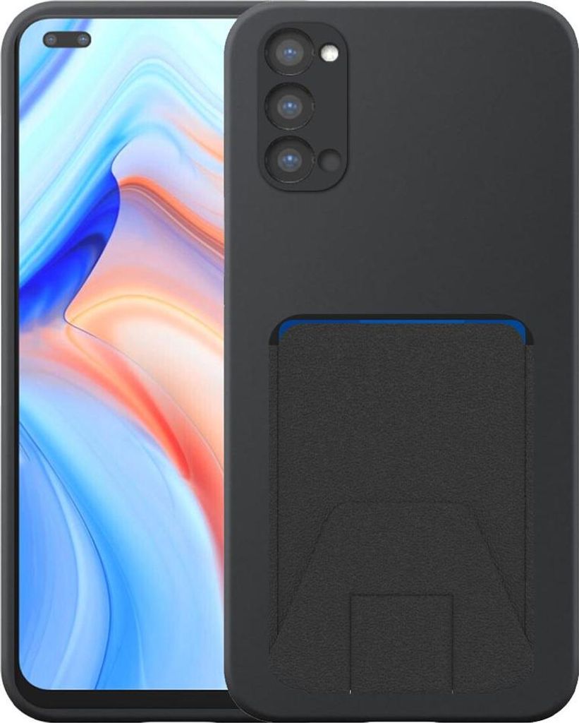 Geeignet für Oppo Reno 4 5 G Phone Case mit verstellbaren Leder Kartenschlitz - Flexible Back Cover Case Silikon TPU mit verstellbaren Leder Karte...