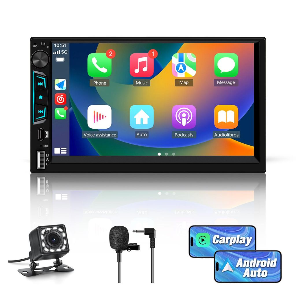 Autoradio Junsun 7 pouces 2 DIN avec CarPlay, Android Auto Image du produit 