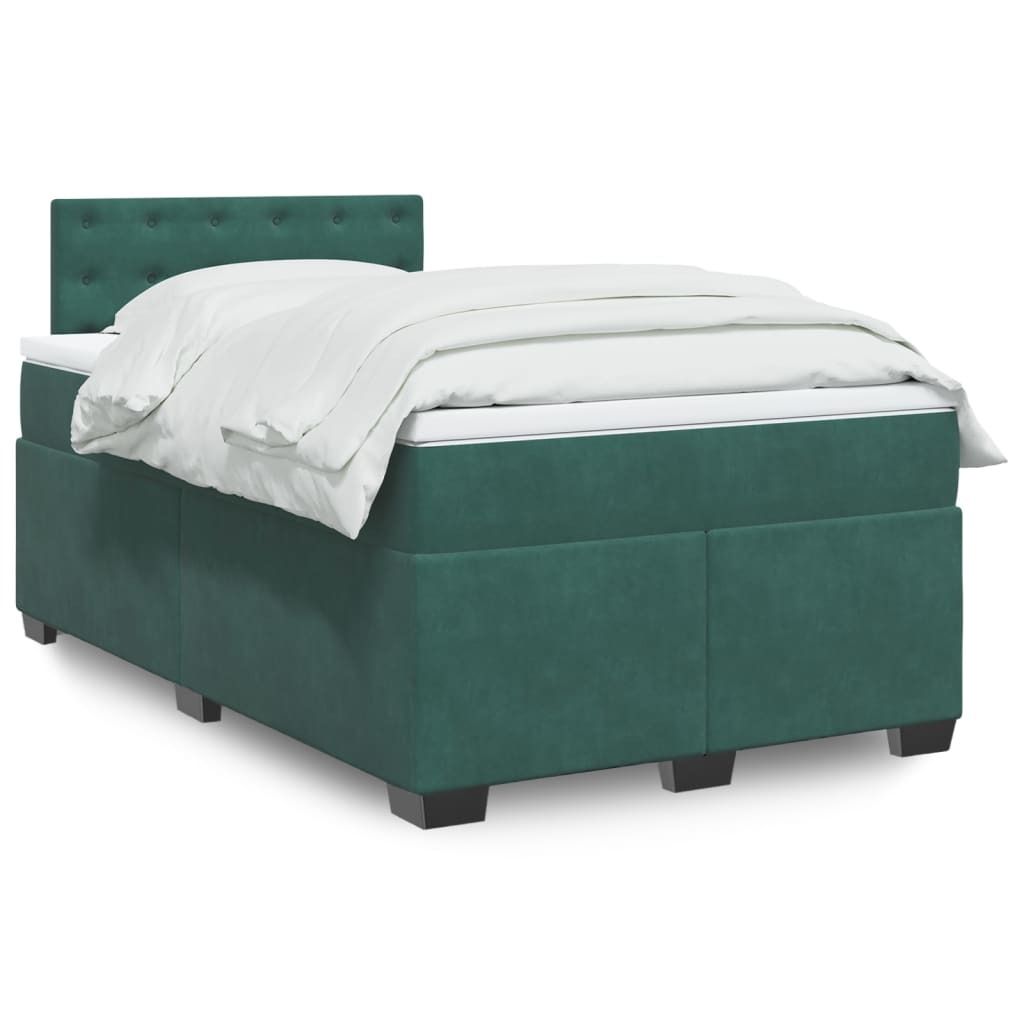 (NEU 2026) Boxspringbett mit Matratze, Doppelbett moderne, Dunkelgrün 120x200 cm - Samt - Klassische Betten - 80.18 kg