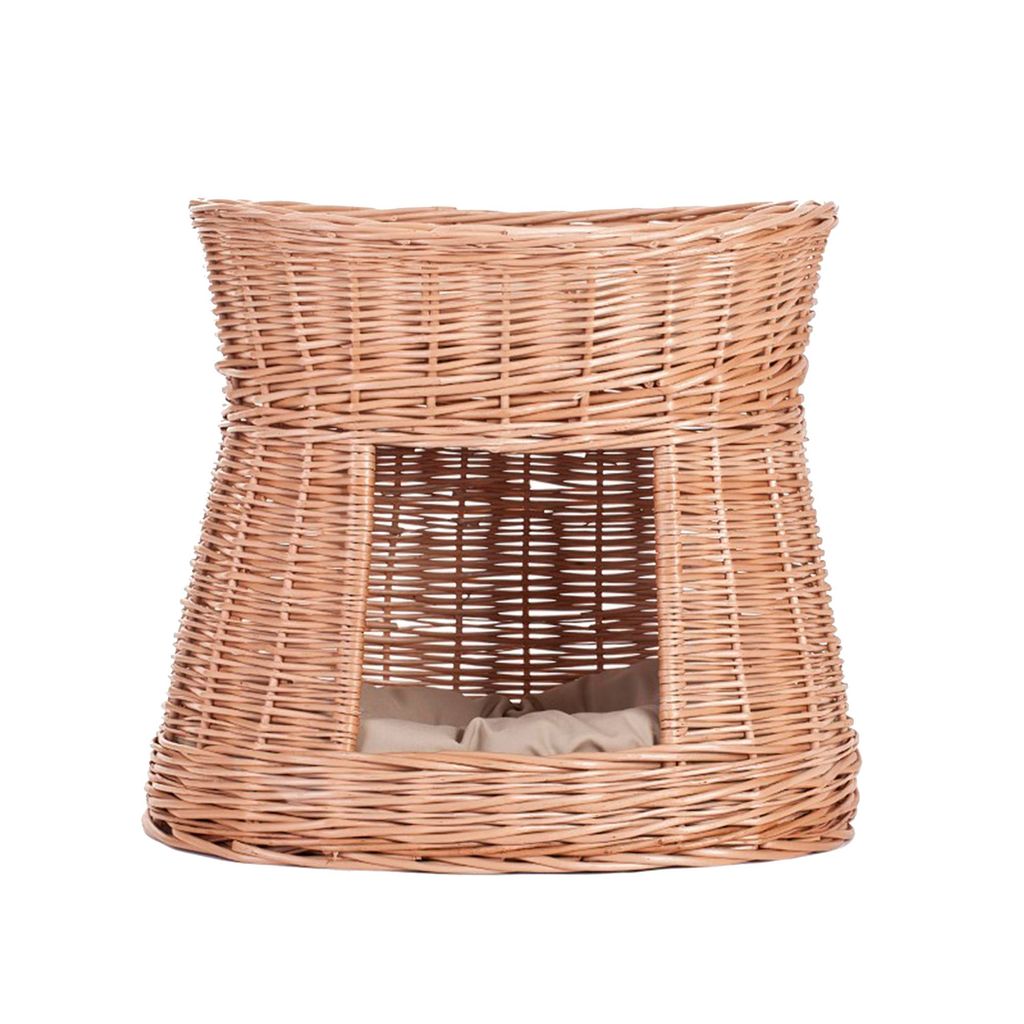 Ovale Katzenhütte in Naturfarbe / Katzenkorb aus Weide / Produktbild 