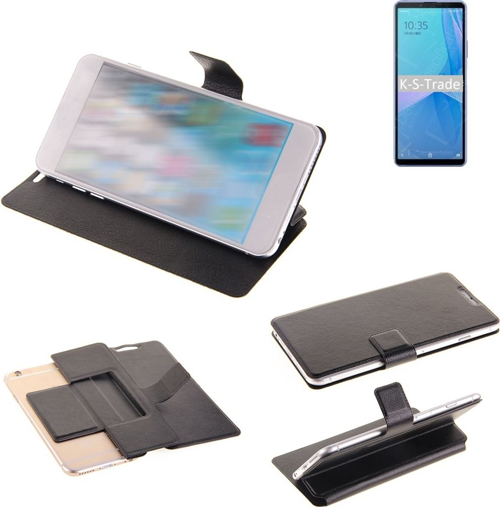 K-S-Trade Schutzhülle kompatibel mit Sony Xperia 10 III Lite Schutzhülle Flip Cover Klapphülle Wallet Case Slim Handyhülle bookstyle schwarz