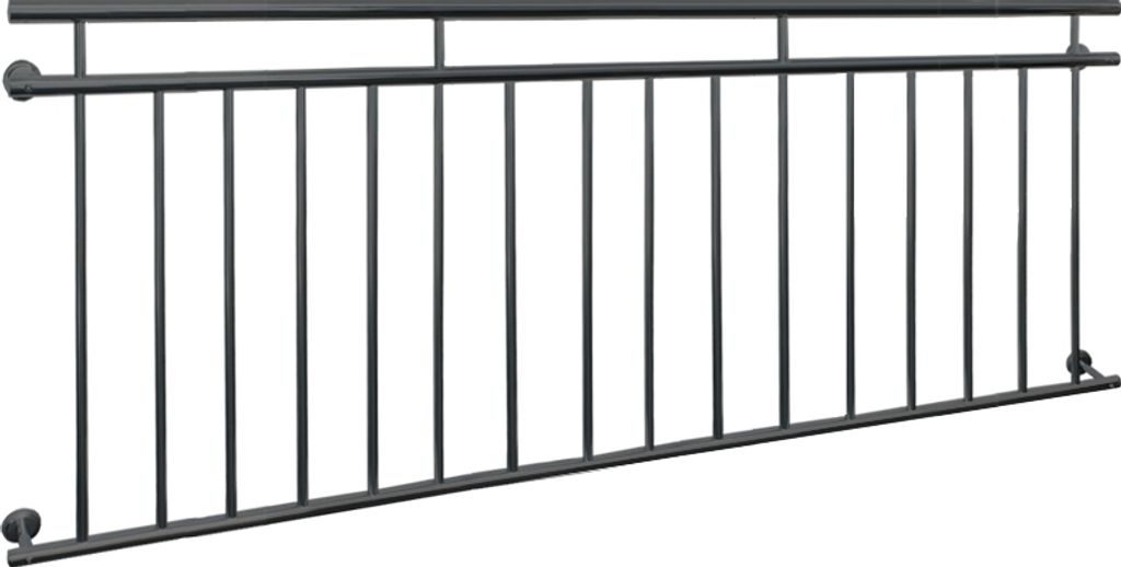 ECD Germany Französischer Balkon, 90x225 cm, mit 16 Füllstäben, Anthrazit matt und rau, Balkongeländer aus pulverbeschichtetem Stahl