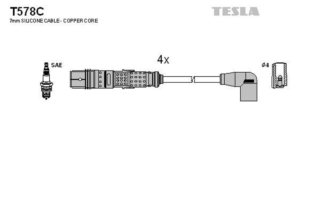 TESLA T578C Zündkabelsatz Zündleitungssatz für VW Lupo (6X1, 6E1) POLO (6N2) Caddy II Kastenwagen (9K9A) Polo Classic (6V2) Polo Variant (6V5)