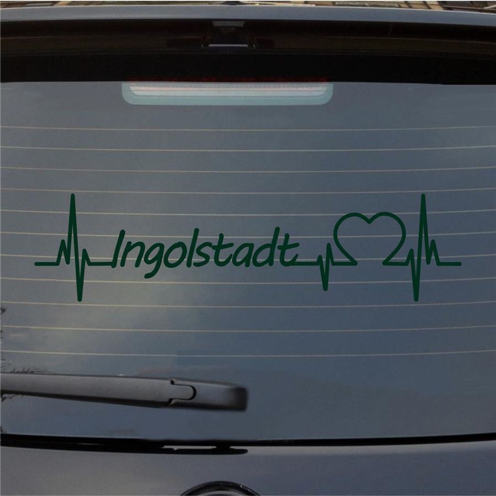 Heckscheibenaufkleber Ingolstadt Herzschlag Puls Stadt Liebe 55x20 cm Dunkelgrün Auto Aufkleber Sticker
