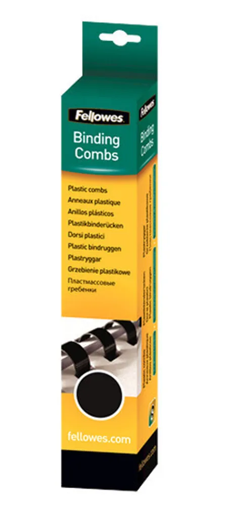 Peignes de Reliure Plastique 14mm Noir Fellowes - Pack de 25 Reliures