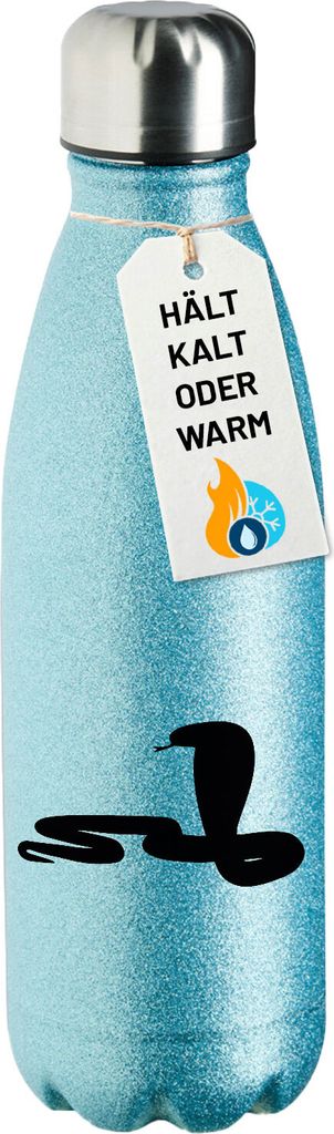 Huuraa Trinkflasche Schlange Kobra Silhouette 500ml Blue Edelstahl Wasserflasche Trinkflasche Geschenkidee