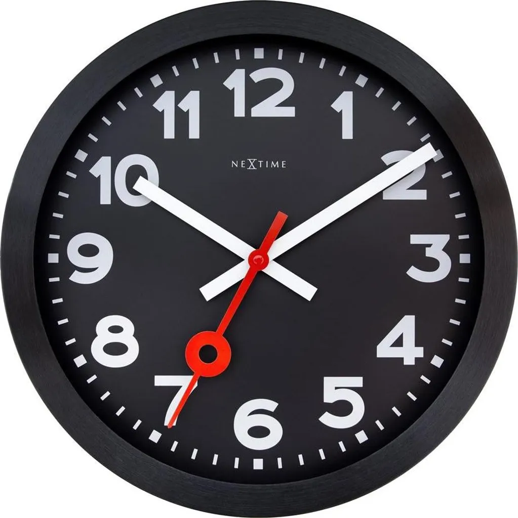 Horloge Murale Silencieuse 35cm Lisible et Design Station All Black