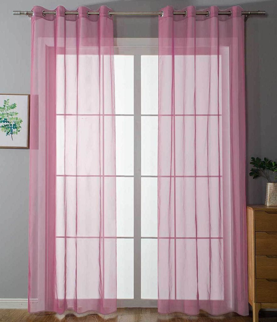 2er Set Ösenvorhänge Transparent »Uni« Gardine HxB 145x140 cm Rosa Stores Vorhang Ösen Bleibandabschluß Wohnzimmer, 20332-cn2