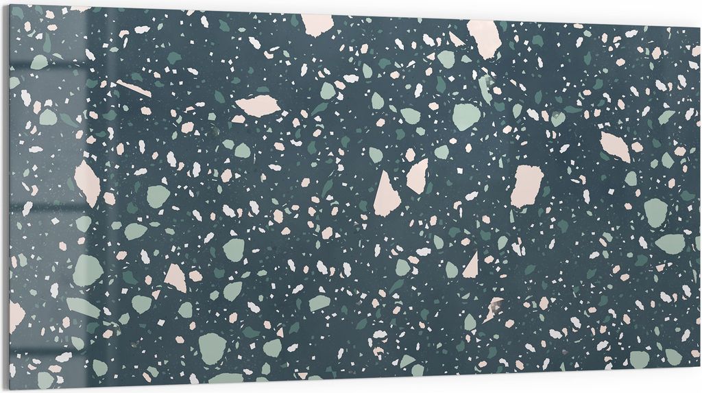 DEQORI Glasbild Echtglas 100x50 cm 'Grüner Terrazzo' Wandbild Bild modern Deko