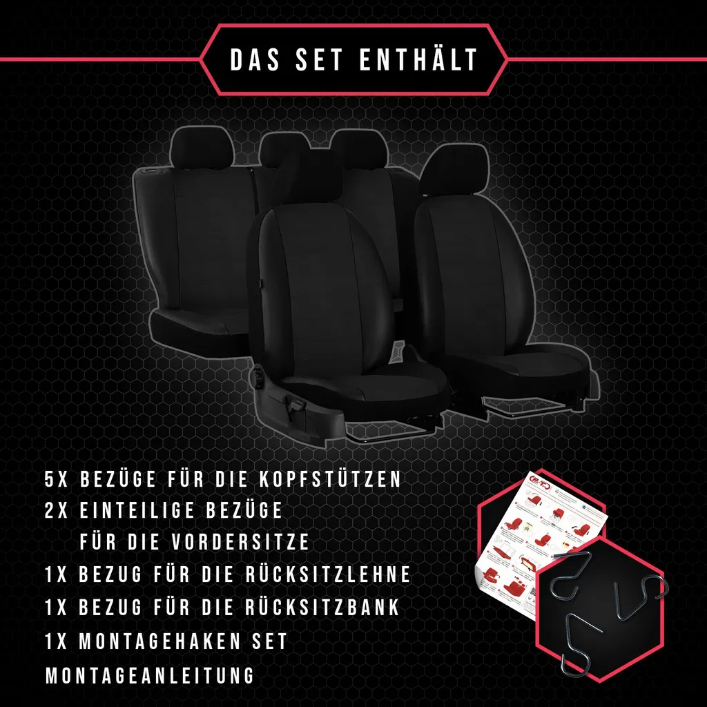 Coprisedili Auto Neri Universali per Volkswagen Vento | Set Completo Online - 9