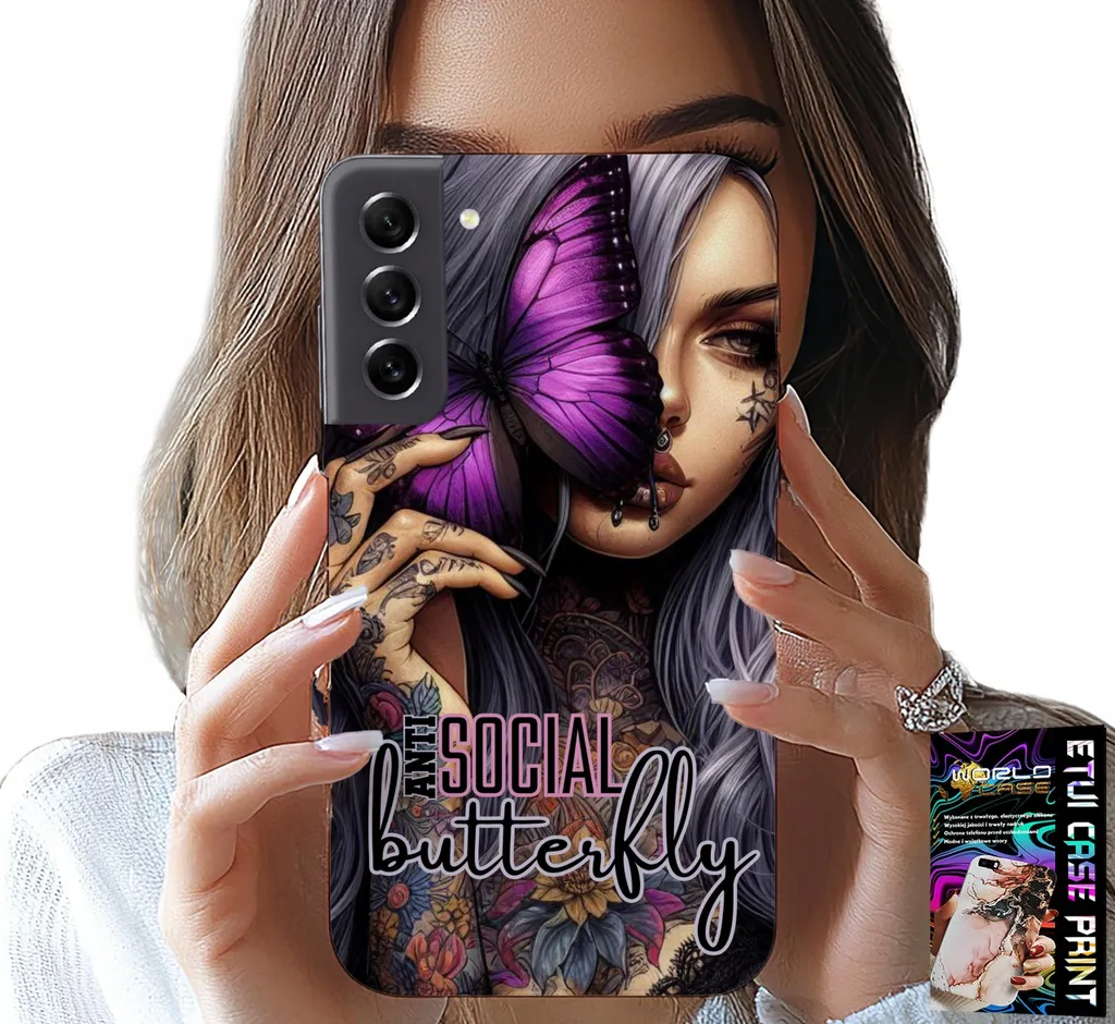 Custodia Samsung S21 Anti Social Butterfly Pink con Vetro Temperato