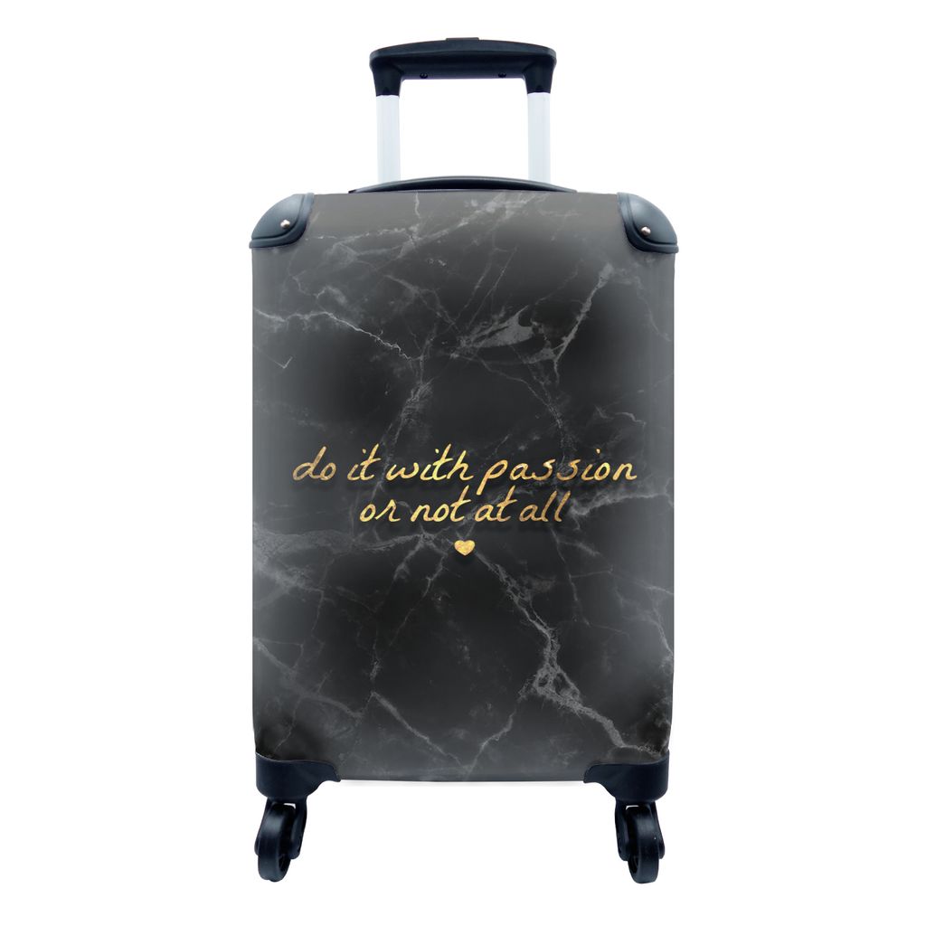 MuchoWow Koffer Handgepäck Trolley Rollkoffer Kleine Reisekoffer mit 4 Rollen - Zitate - Sprichwörter - Gold - Marmor - Cabin Size < 55x40x23 c...