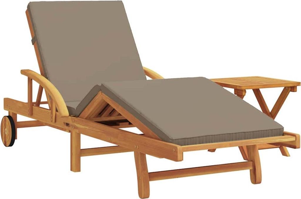(Robust Möbel)Liegestuhl/Relaxliege - Sonnenliege 2er set - elegantes Design - für Outdoor Garten - Taupe 200x67x84cm Massivholz Akazie - 200...
