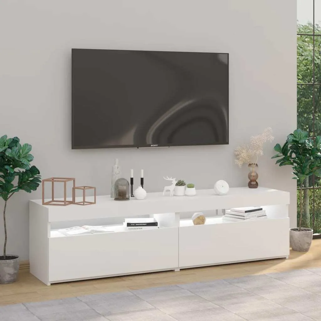 Set Gaming TV Stand Bianco Lucido LED RGB - The Living Store 2 Pezzi