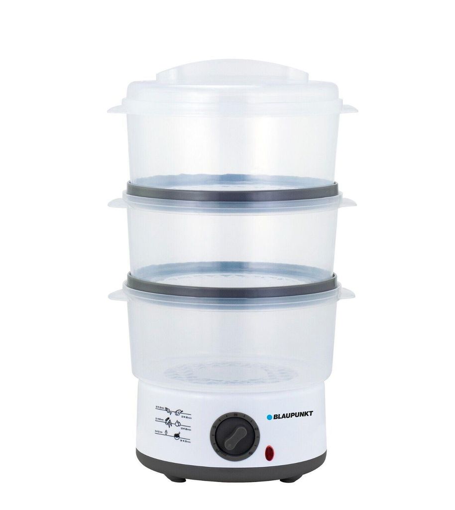 Blaupunkt MEN830 Dampfgarer Topf Elektrisch mit Deckel 320 W, Edelstahl, 6L Fassung, Slowcooker, Schongarer, Kochtopf, Abschaltautomatik, BPA-Frei