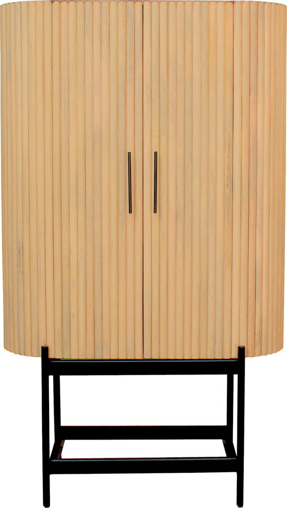 SIT Möbel Schrank | 2 Türen | Mangoholz natur | Gestell Altmetall schwarz | B 100 x T 40 x H 172 cm | 09369-01 | Serie STRIPE