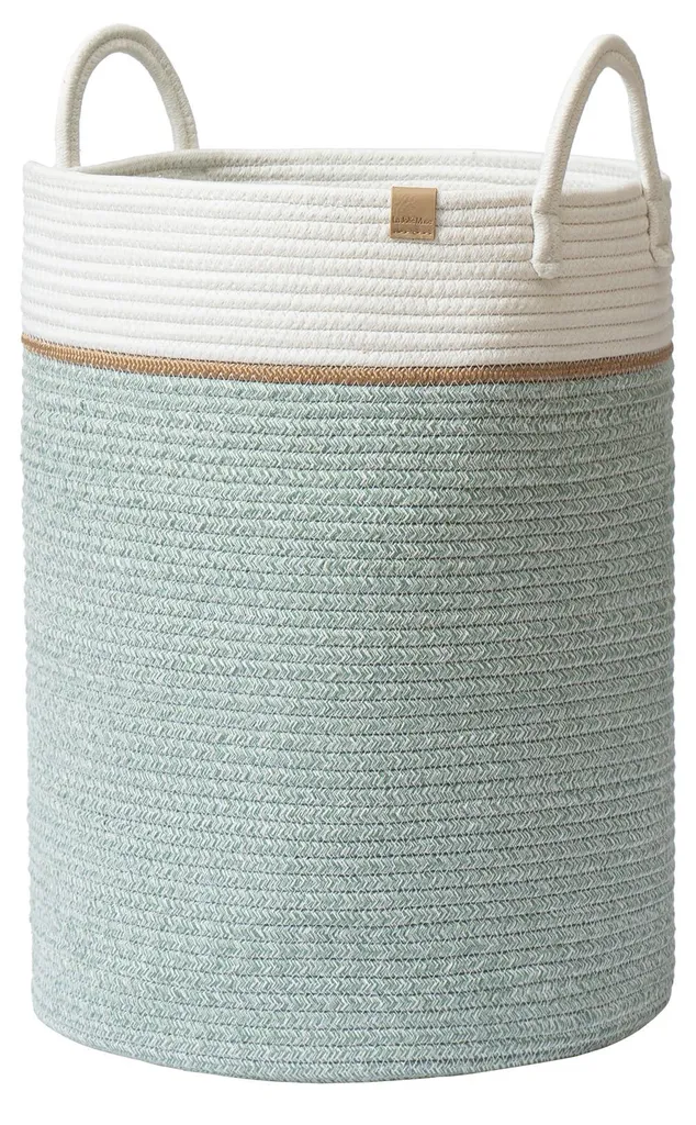 Panier de rangement en corde de coton tressée - Grand bac lierre 72L