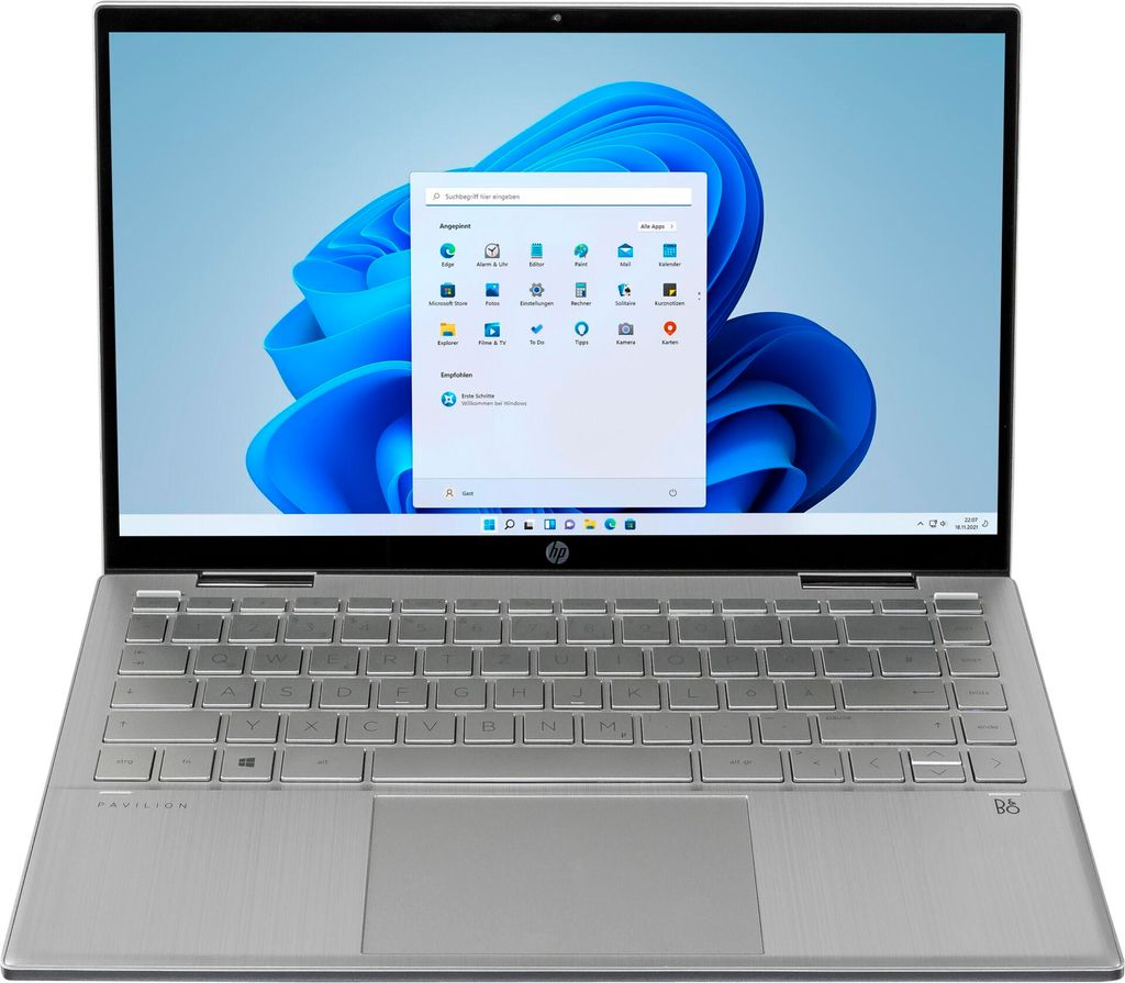 HP Pavilion x360 14' 8GB/512GB, Intel i5, Win 11, argenté Image du produit 