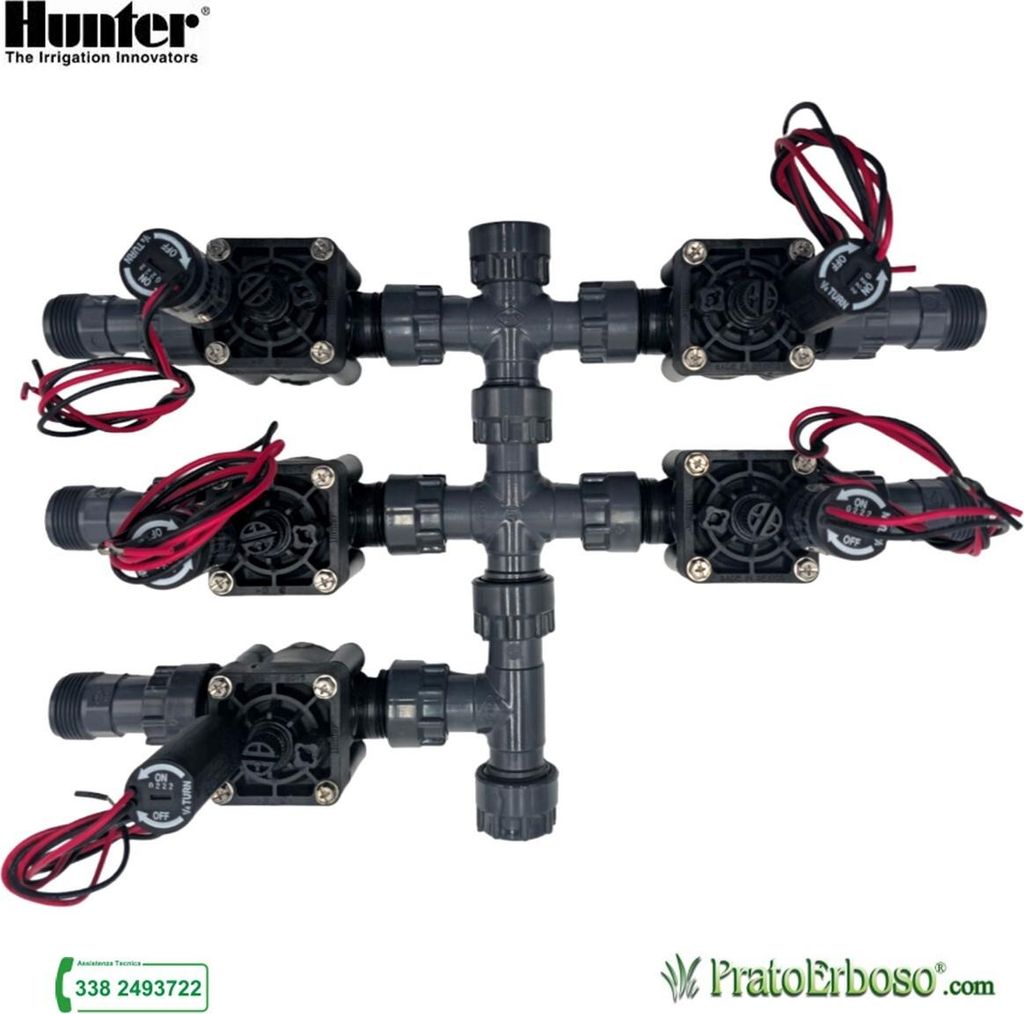 5-Stationen-Verteiler mit Hunter PGV 9V Magnetventil