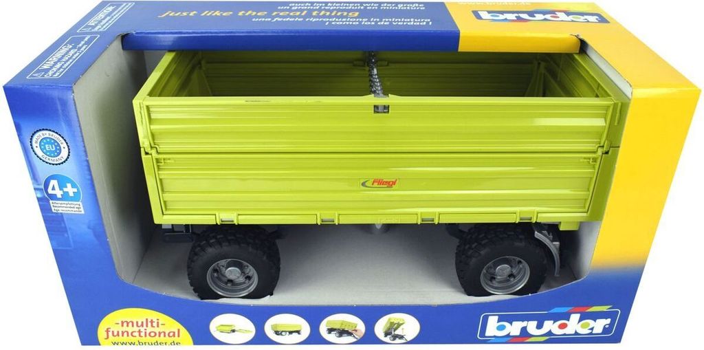 Bruder 02203 Fliegl 3-Seitenkipper mit Aufsteckbordwand 1:16 Anhänger 2 Achsen
