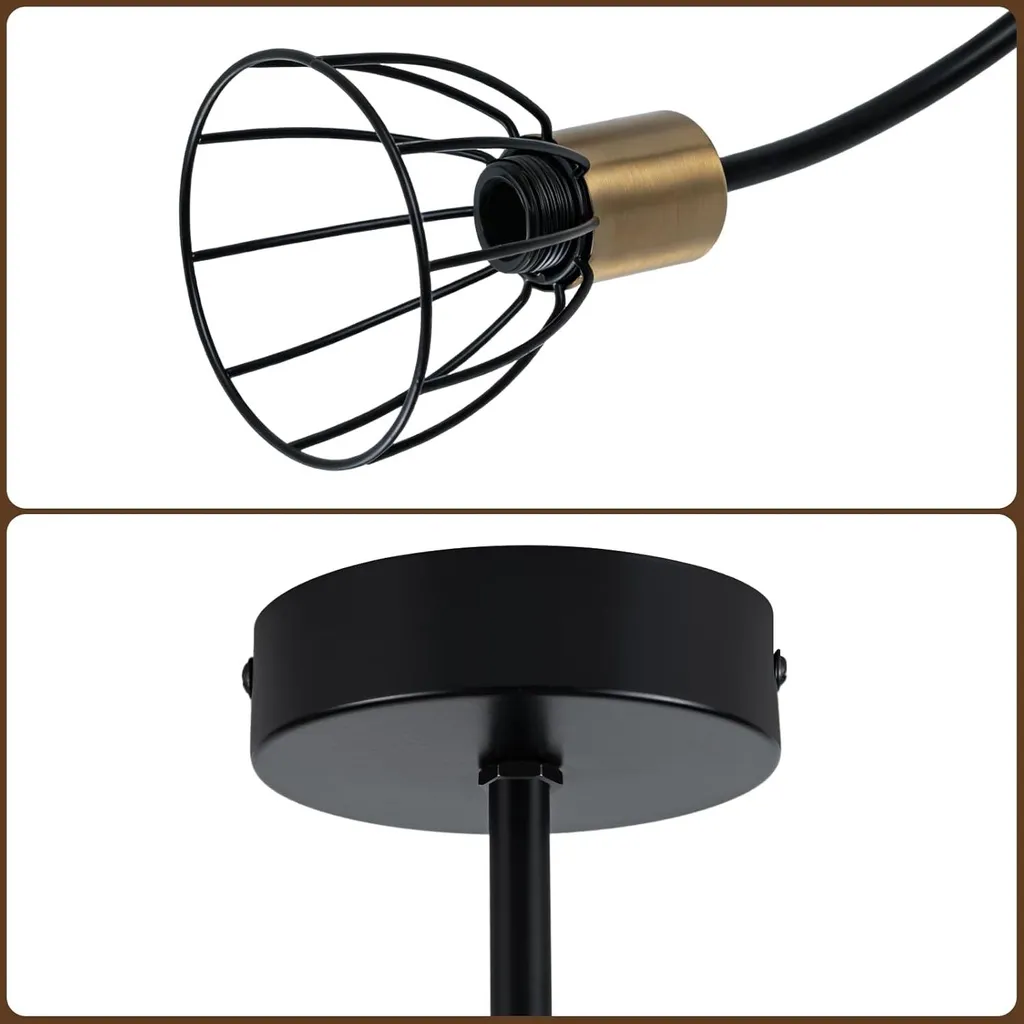 Plafonnier Noir Métal 3 Lampes E14 : Éclairage Puissant et Design Fixe