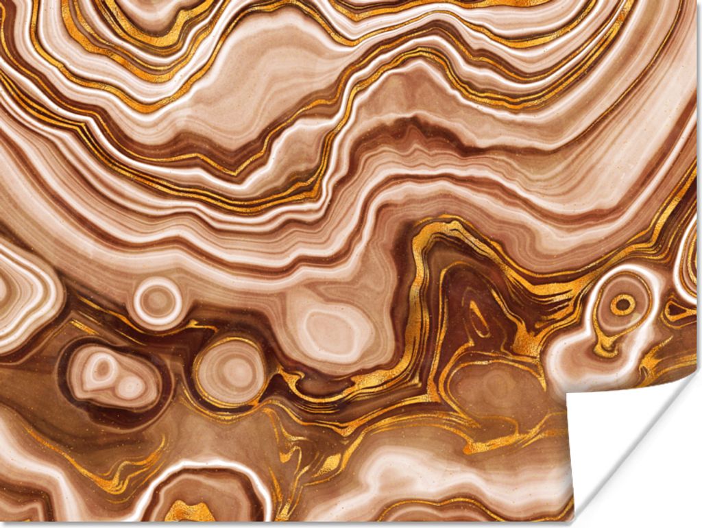 MuchoWow Poster Gold - Achat-Geode - Steine - Braun 80x60 cm - Kunst für zu Hause