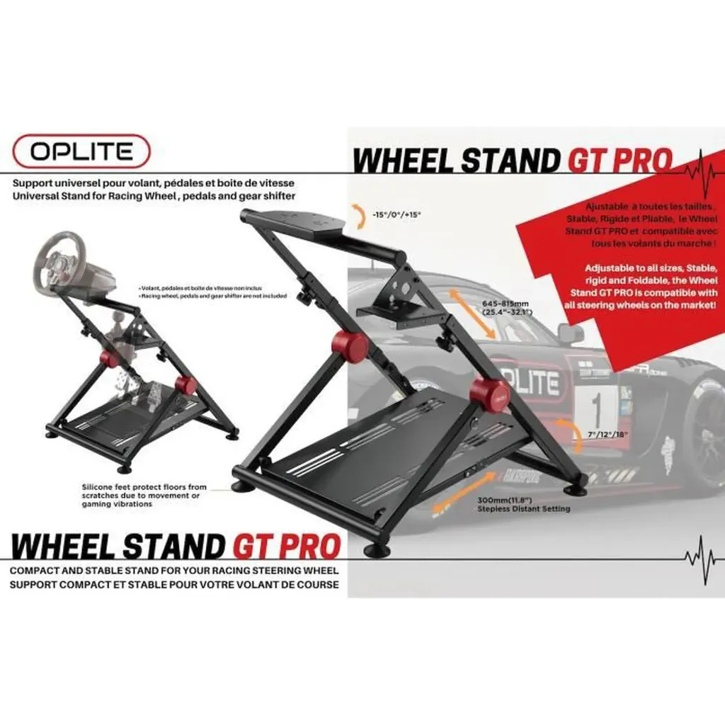 Support Volant Simulation Racing OPLITE GT PRO V2 Noir pour Cockpit - 8