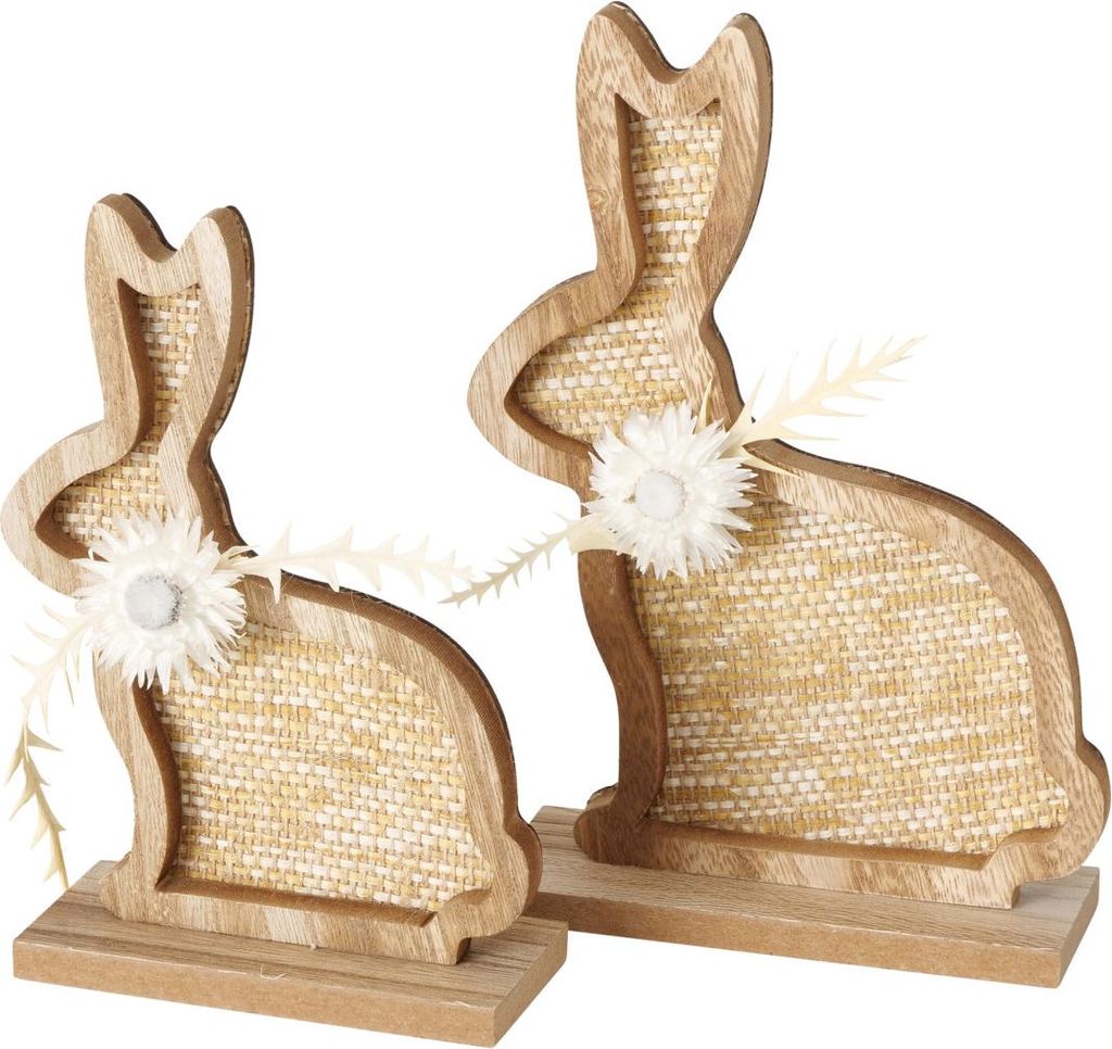 Boltze Figur Crysan 2-teilig Osterhasen, Frühlings-Dekoration, Figuren aus Holz