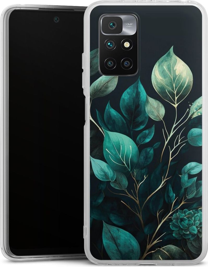 DeinDesign Handyhülle für Xiaomi Redmi 10 Silikon Hülle Case Smartphone Schutzhülle Blätter schwarz Eukalyptus