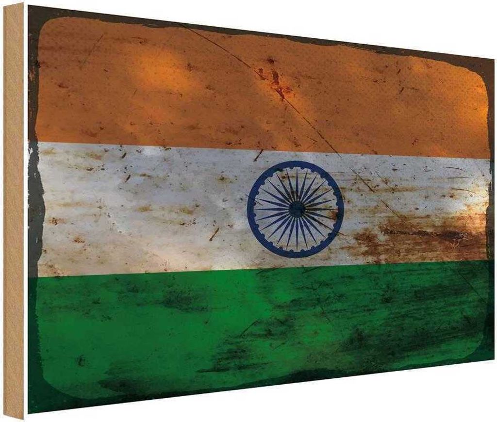 vianmo Holzschild 30x40 cm Indien India Flagge Fahne Wappen Produktbild 