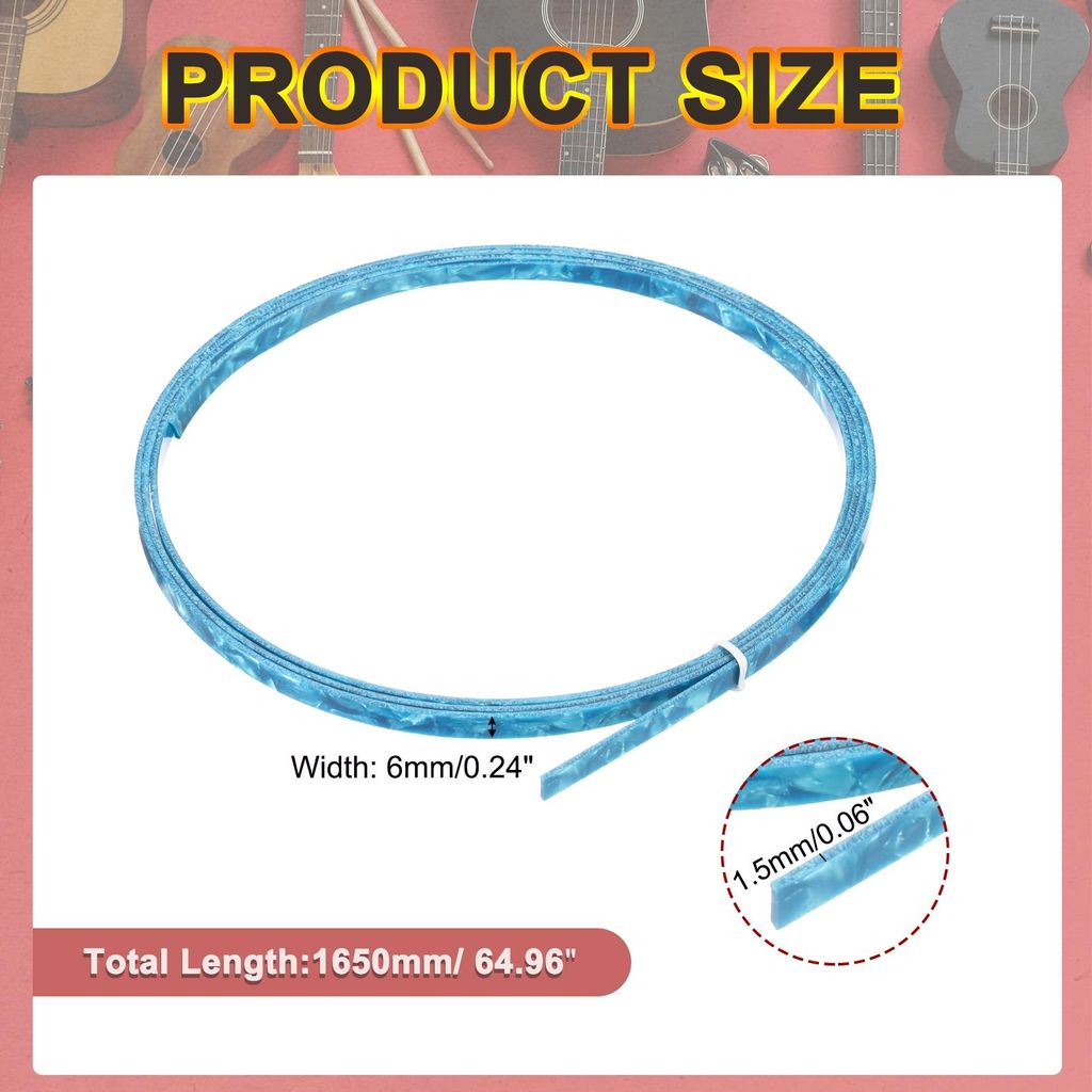 1 Stš¹ck Gitarren-Binding-Purfling-Streifen, 1650x6x1,5 mm Kunststoff-Binding-Kantenschutz fš¹r akustische oder klassische Gitarrenzubeh?r, Blau