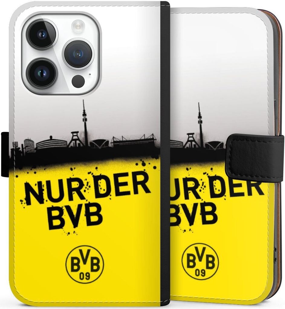 DeinDesign Klapphülle für Apple iPhone 14 Pro Handytasche Lederhülle Tasche BVB Borussia Dortmund Statement