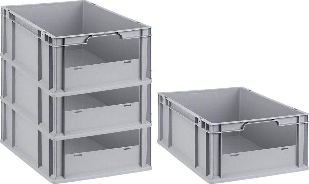 SuperSparSet 4x Eurobox NextGen Insight | HxBxT 22x40x60cm | 44 Liter | Front offen | Eurobehälter, Transportbox, Transportbehälter, Stapelbehälter
