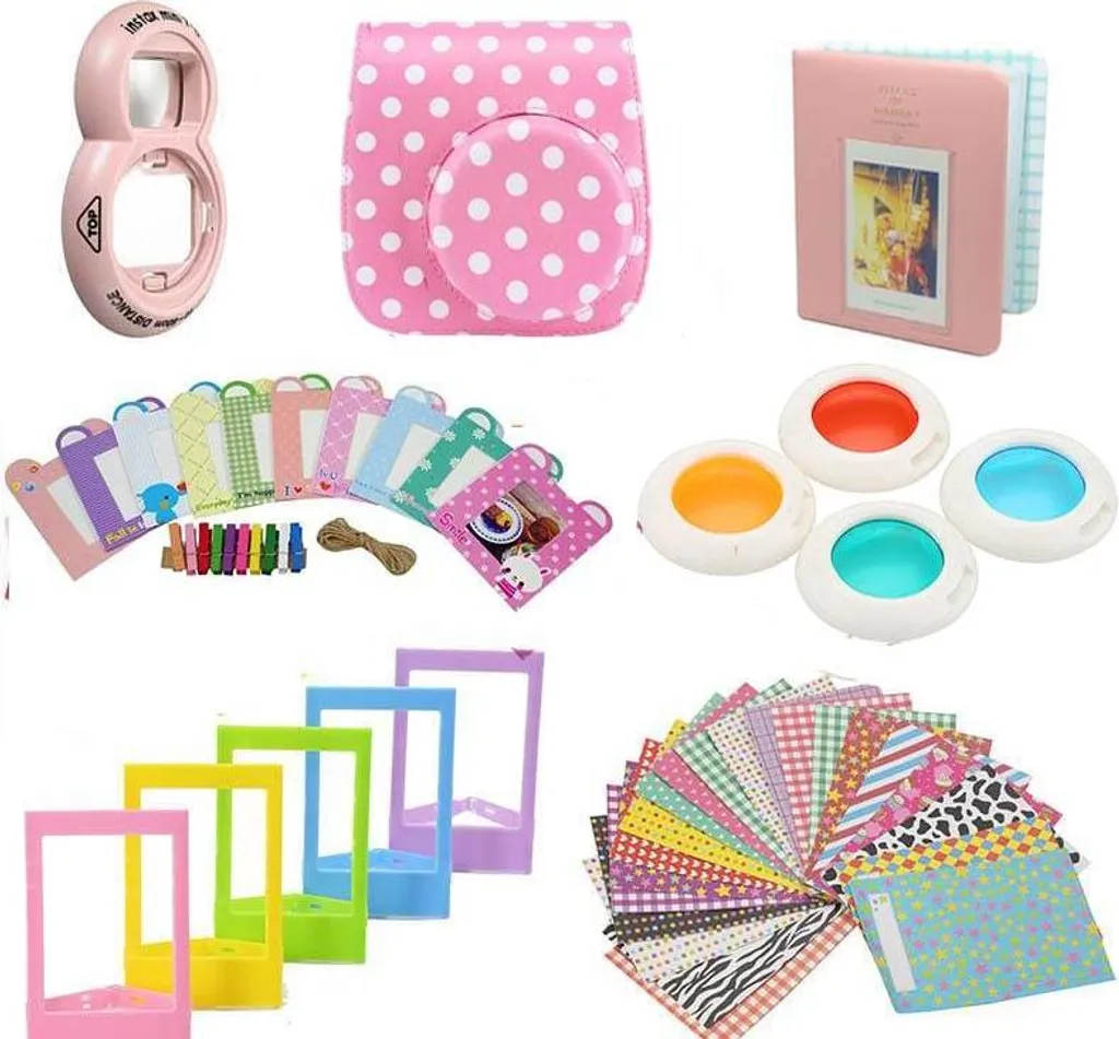 Instax Mini 8 / 9 Accessory Set Rosa Puntinato - Kit Regalo Creativo