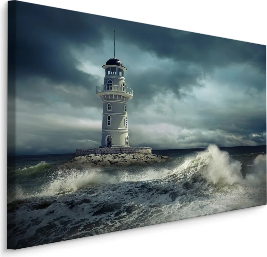 Favolosa Tela 70x50 Mare Onde Faro - Stampa SCREEN PICTURE per Casa
