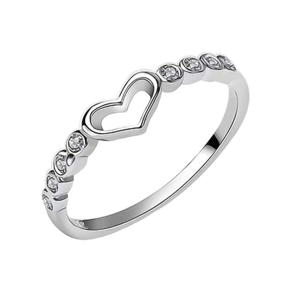 Frauen Hohl Herz Strass Intarsien Finger Ring Hochzeit Party Schmuck Geschenk-Silber,US 8