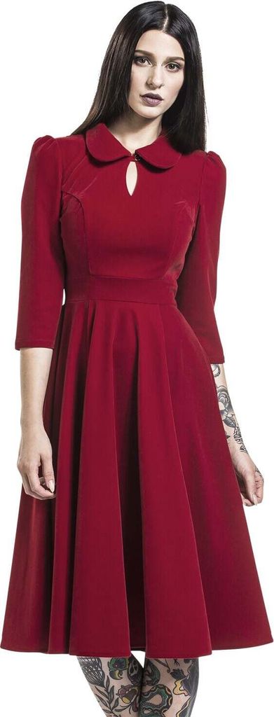 H&R London Mittellanges Kleid Damen Glamorous Velvet Tea Dress rot S
