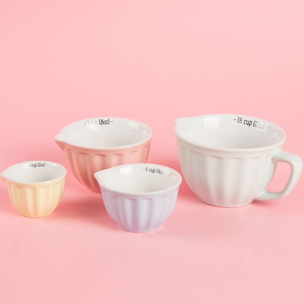 Tassen Messbecher Set 4 Teilig Porzellan Pastell Töne Produktbild 