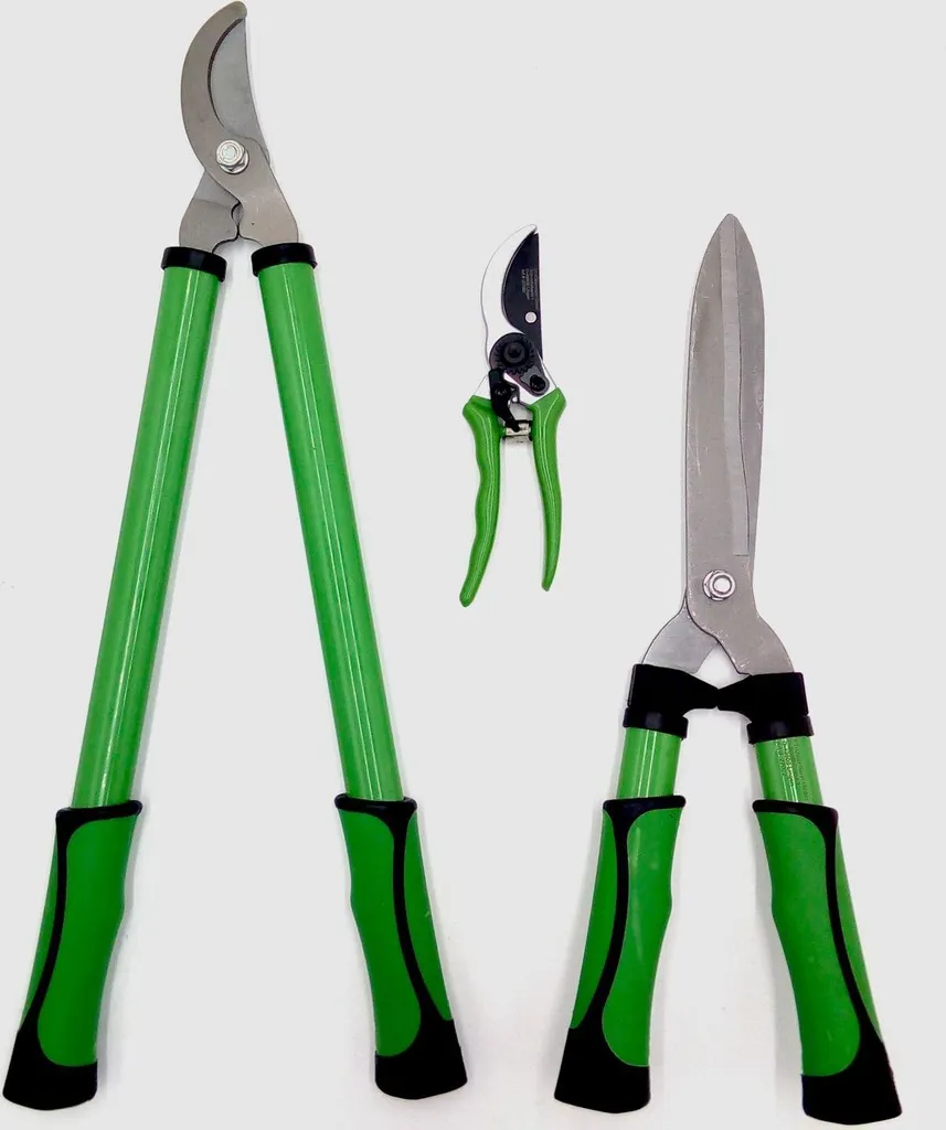 Kit outils de coupe jardinage avec taille-haies et élagueur à main robuste