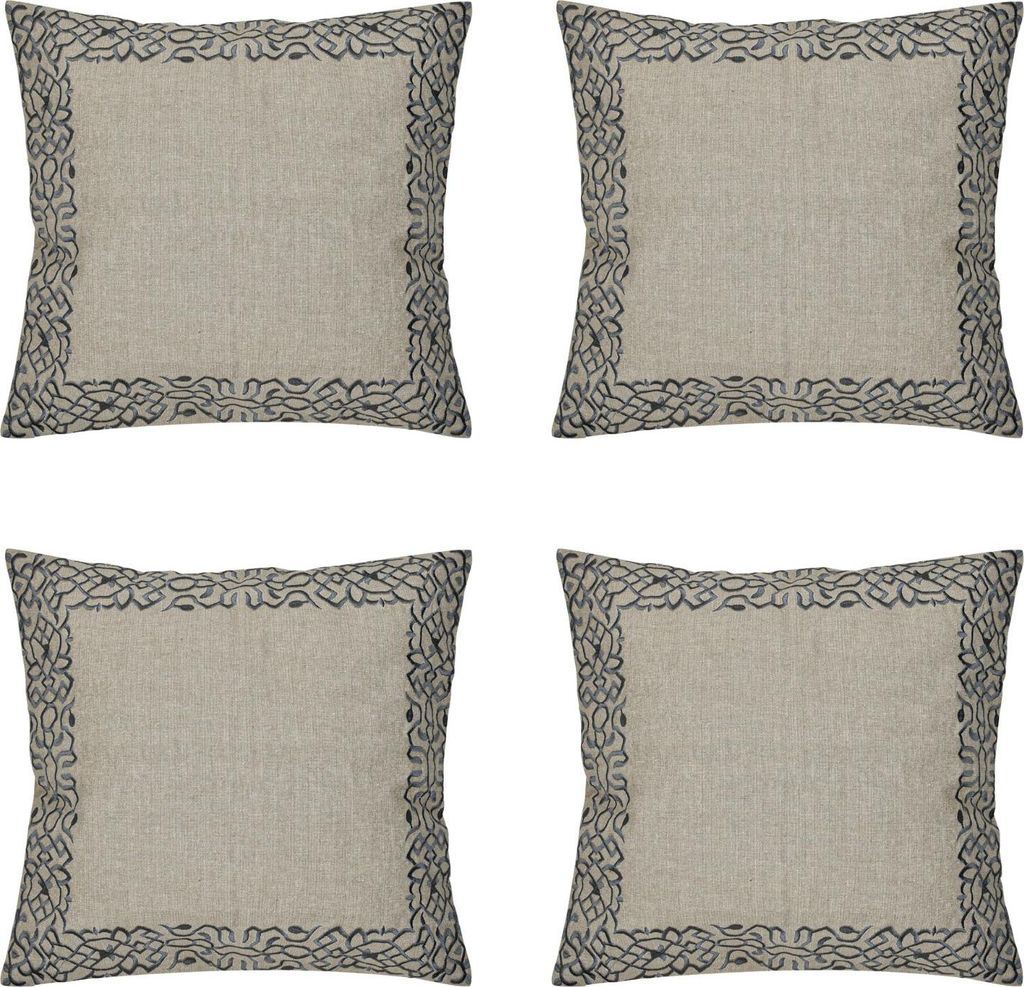 Marrakesch 4er Set Kissenbezug Kissen 40x40 cm groß | Sofakissen Kuschelkissen aus Baumwolle bestickt als Wohnzimmer Deko auf dem Sessel & Sofa | ...
