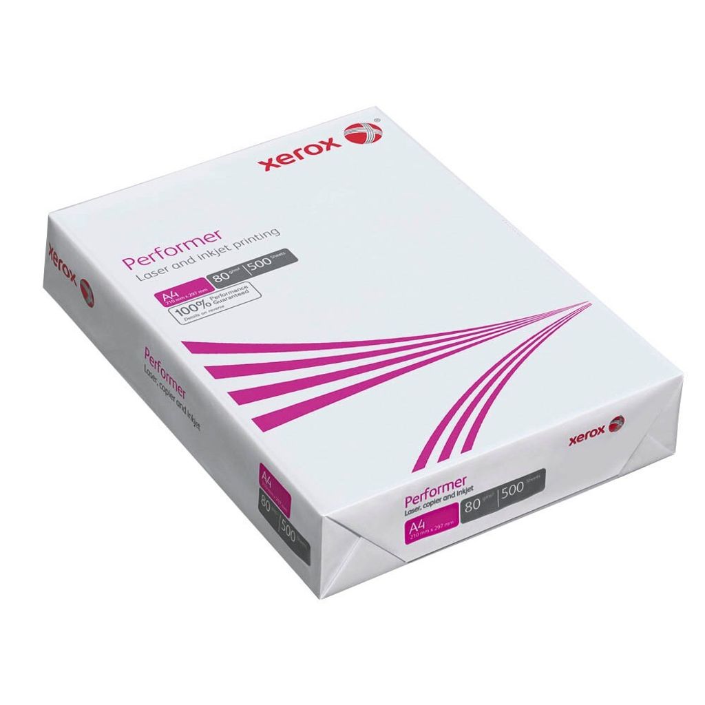 A product shot of a ream of Xerox Performer paper.