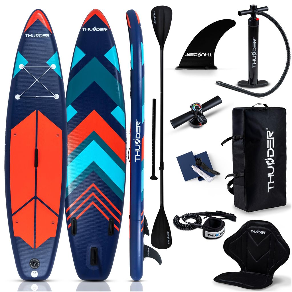 Thunder Stripes 320 Stand Up Paddle Board 320 x 75 x 15 cm Rot Blau 150 kg