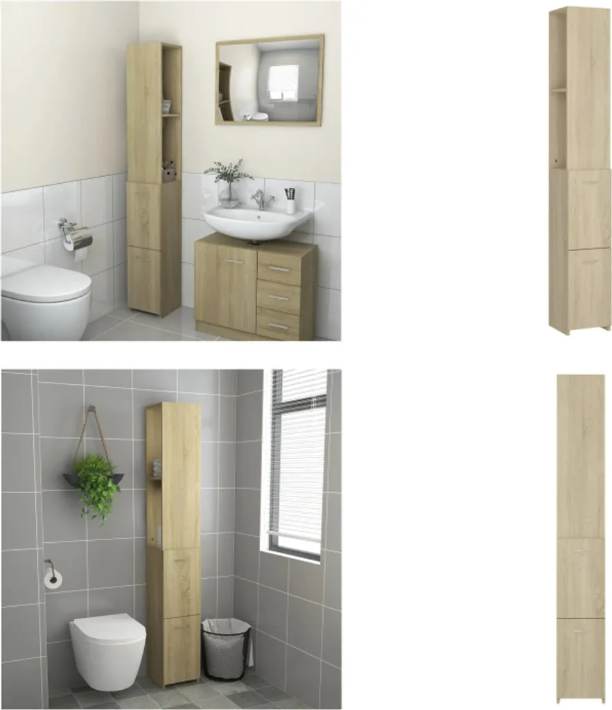 Mobile Colonna Bagno vidaXL Rovere Sonoma 170 cm - Stile e Ordine